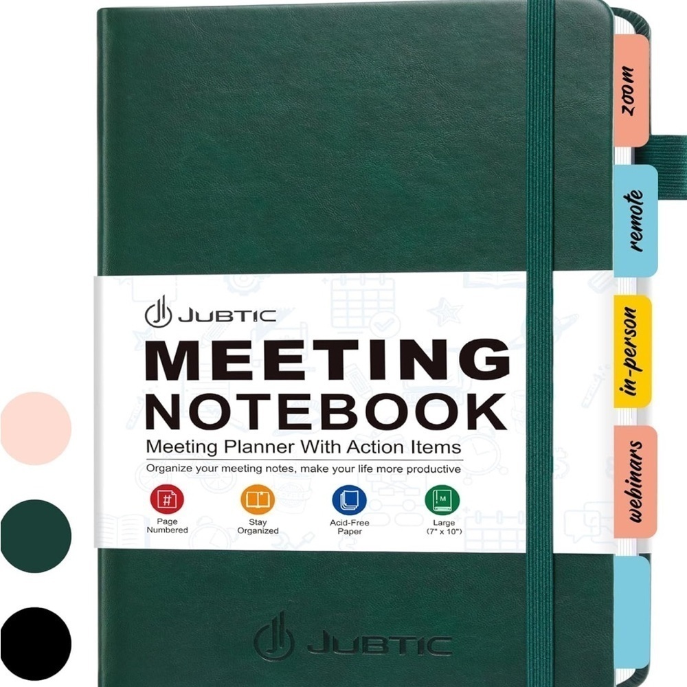 Jubtic Meeting Notebook with Action plans in rose Gold leather NWT